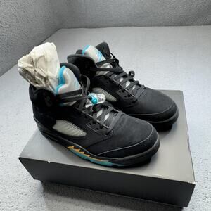 Air Jordan 5 Retro Aqua Shoes Men 11.5 Black Blue DD0587-047 Basketball Sneakers